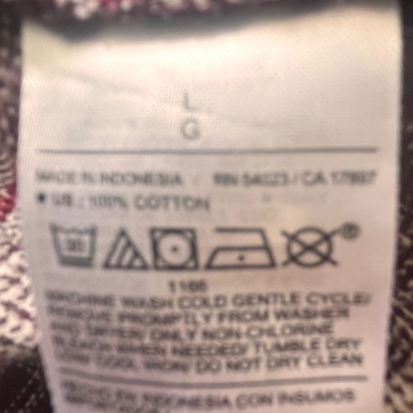 NWOT Gap Women Burgundy Plaid Flannel Button Down Shirt Cotton Oversized Size L - Picture 5 of 5